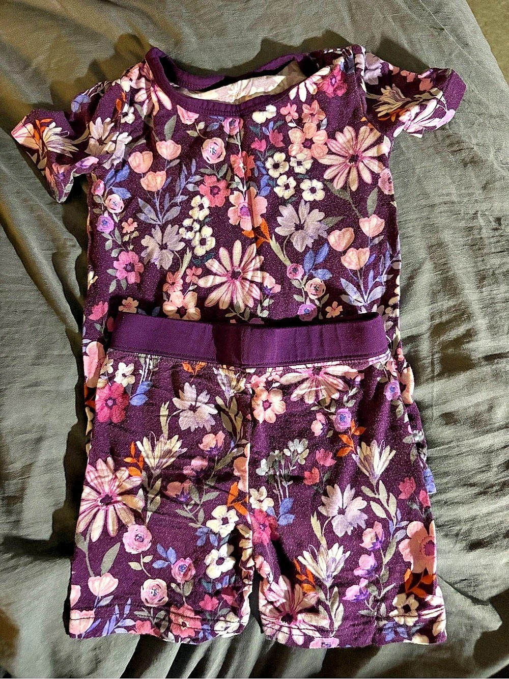 Little Sleepies Floral Romper in Purple & Pink